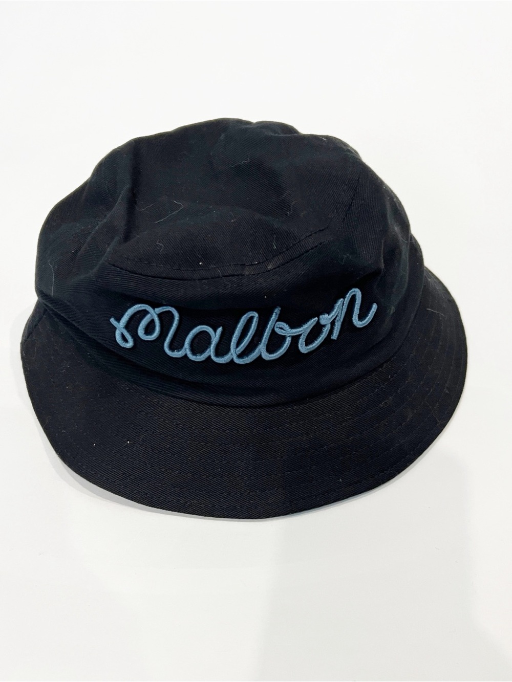 Malbon Golf Blue Script Black Bucket Hat